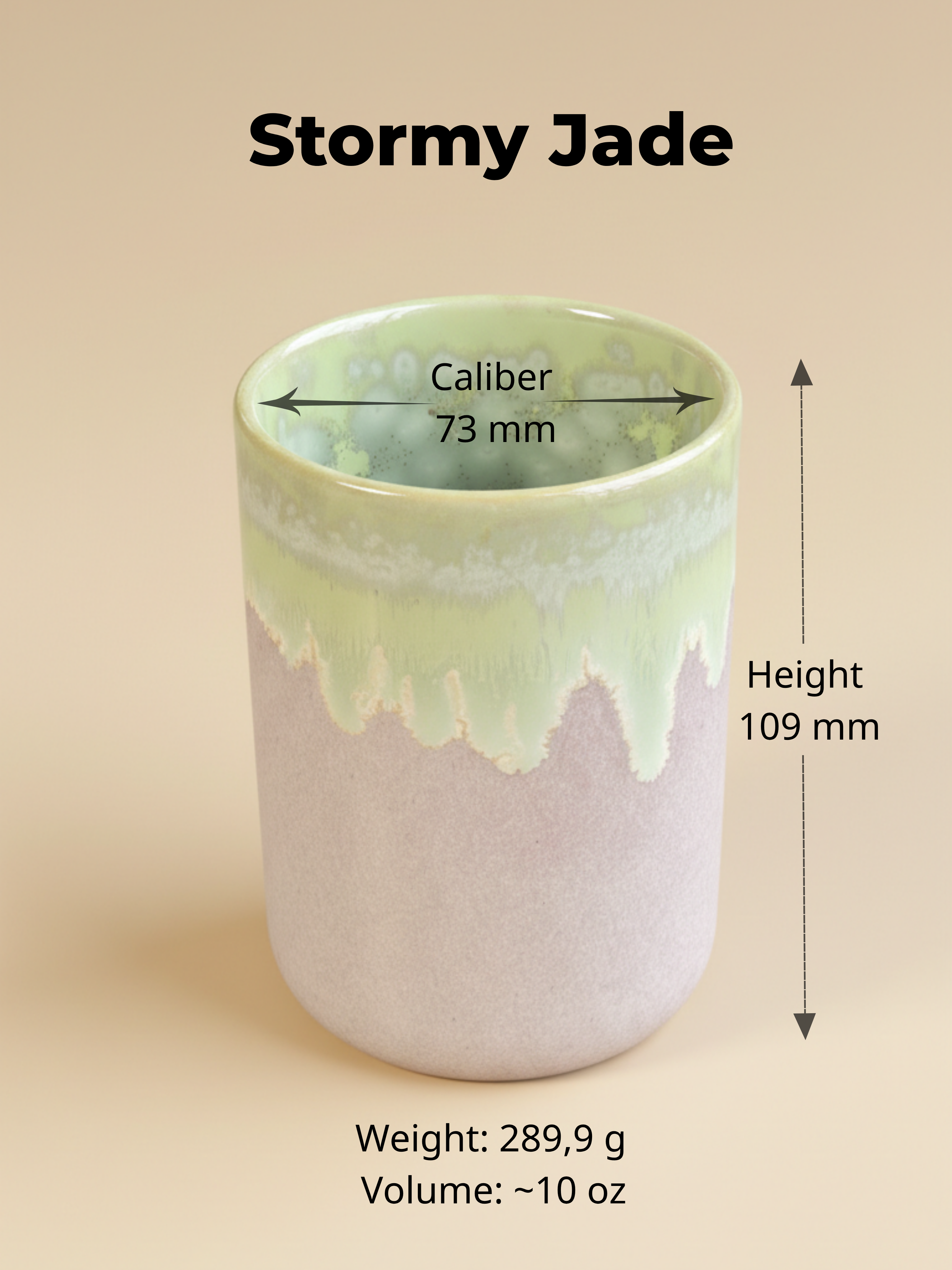 Handmade Ceramic Cup 10 oz – Handleless Coffee Mug (Japandi Style)