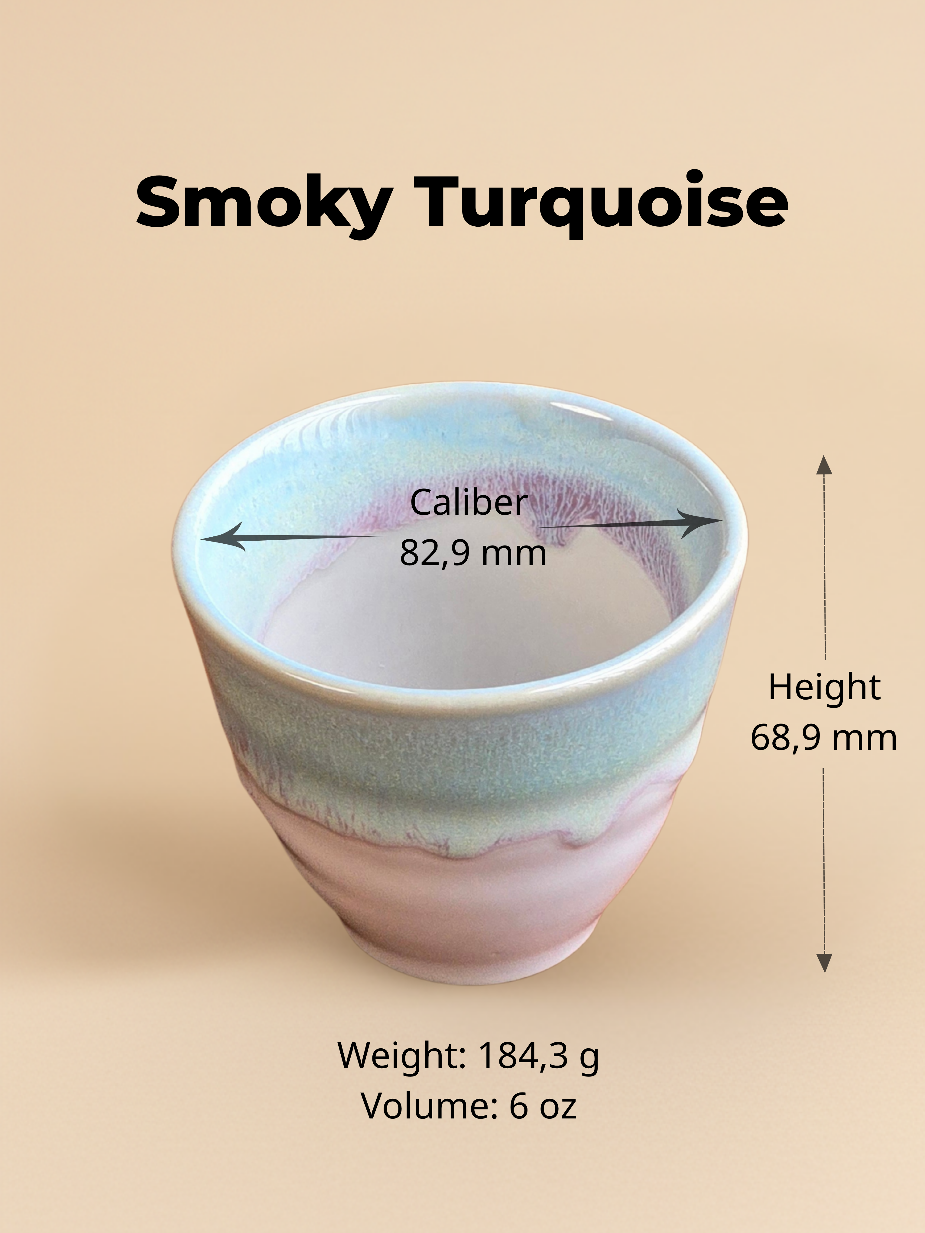 Handmade Ceramic Cup 6 oz – Textured Handleless Coffee Cup