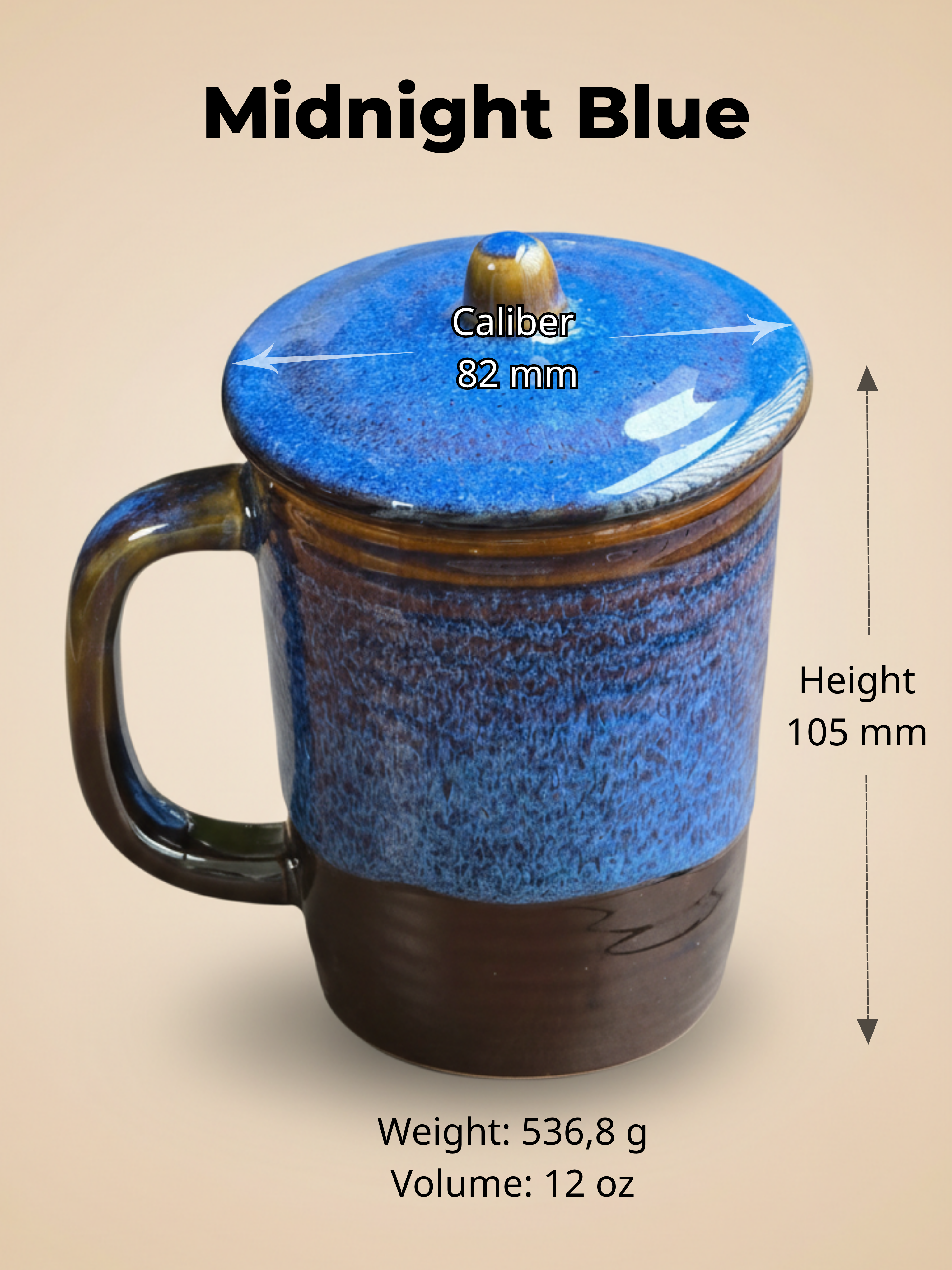 Handmade Ceramic Mug with Lid 12 oz – Coffee Mug with Lid