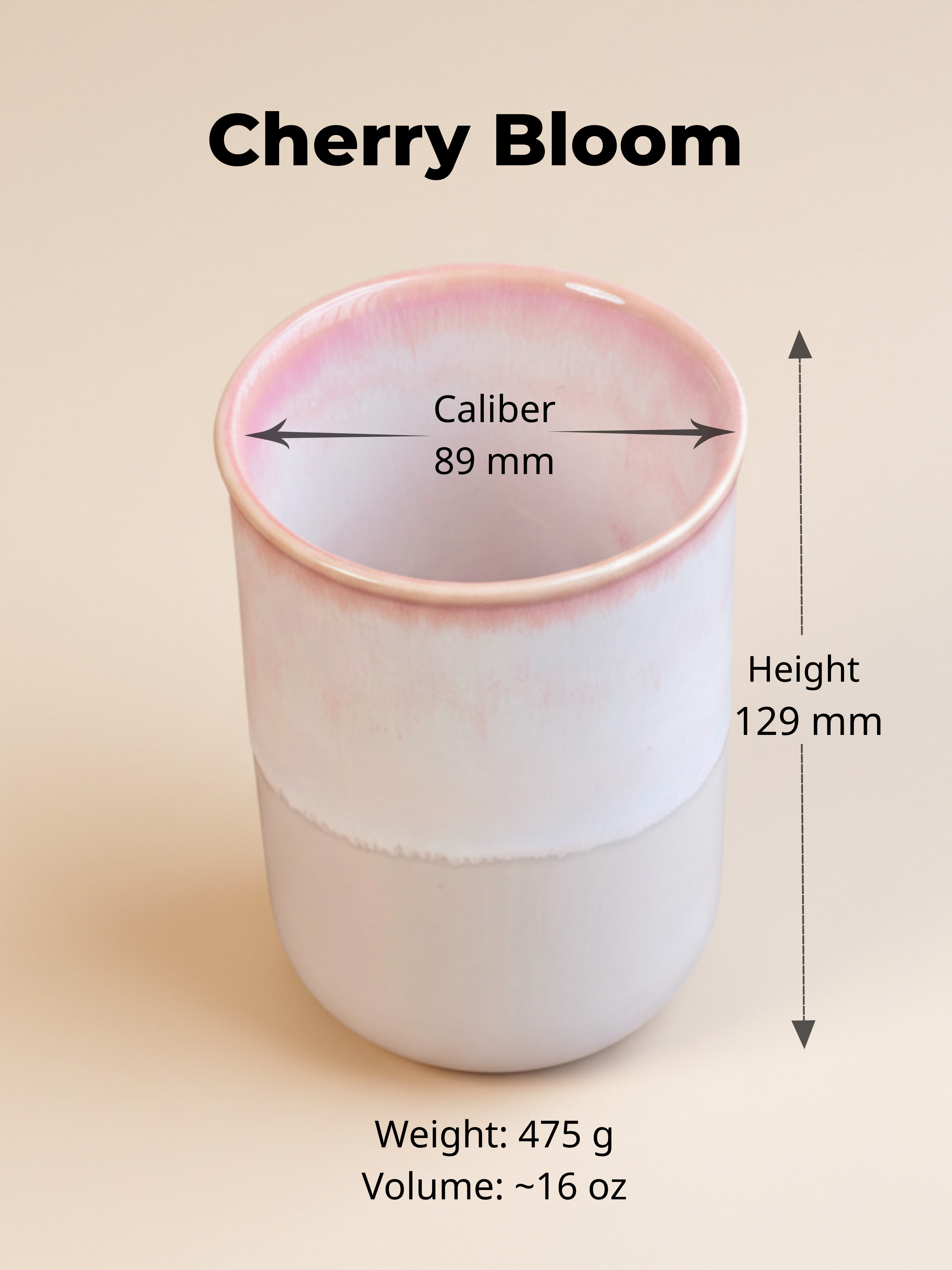 Large Handmade Ceramic Mug 17 oz – Tall Latte Cup, Minimalist Pottery Tumbler