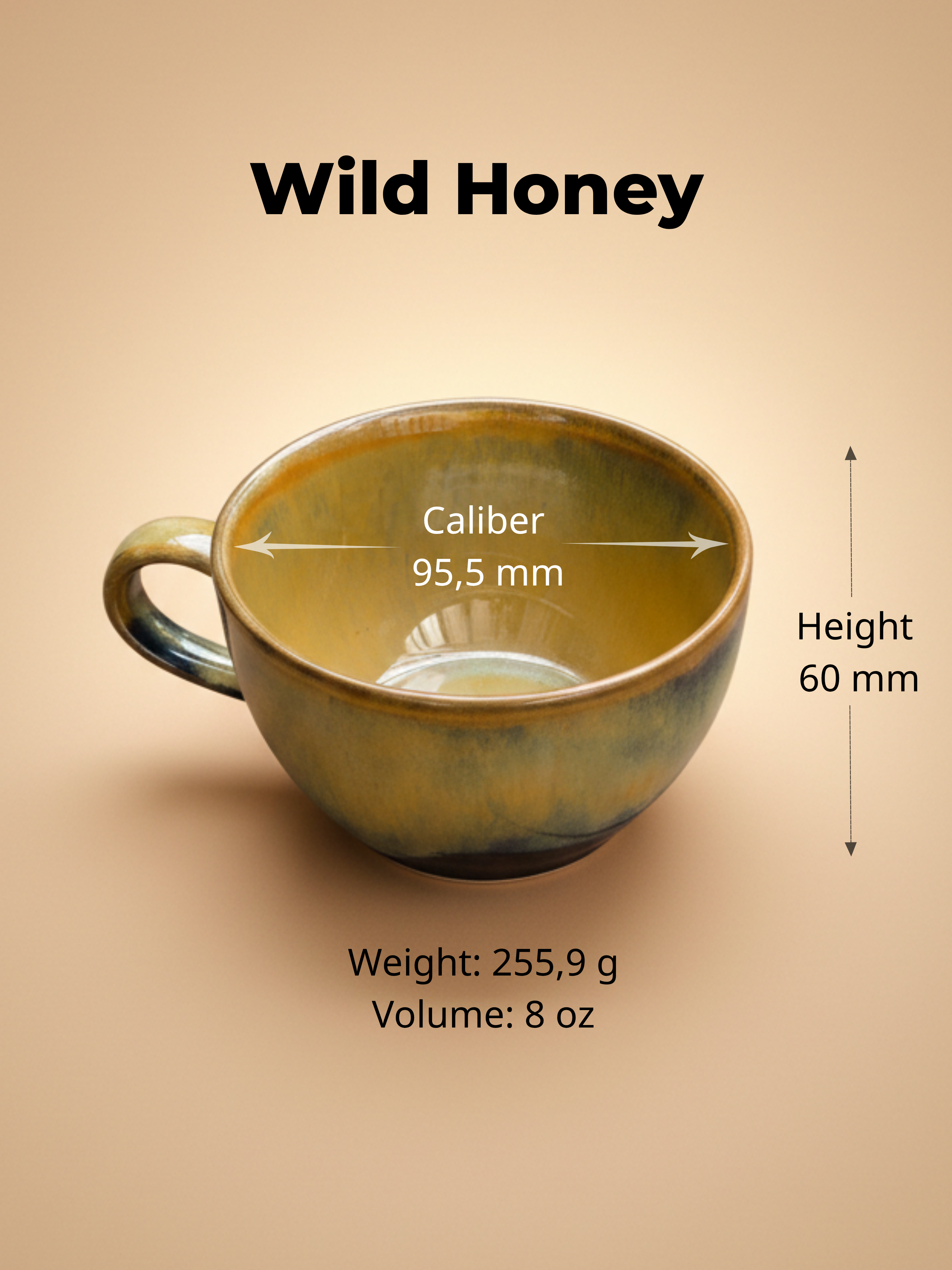 Handmade Coffee Mug 8 oz – Wide Rim Cappuccino Cup