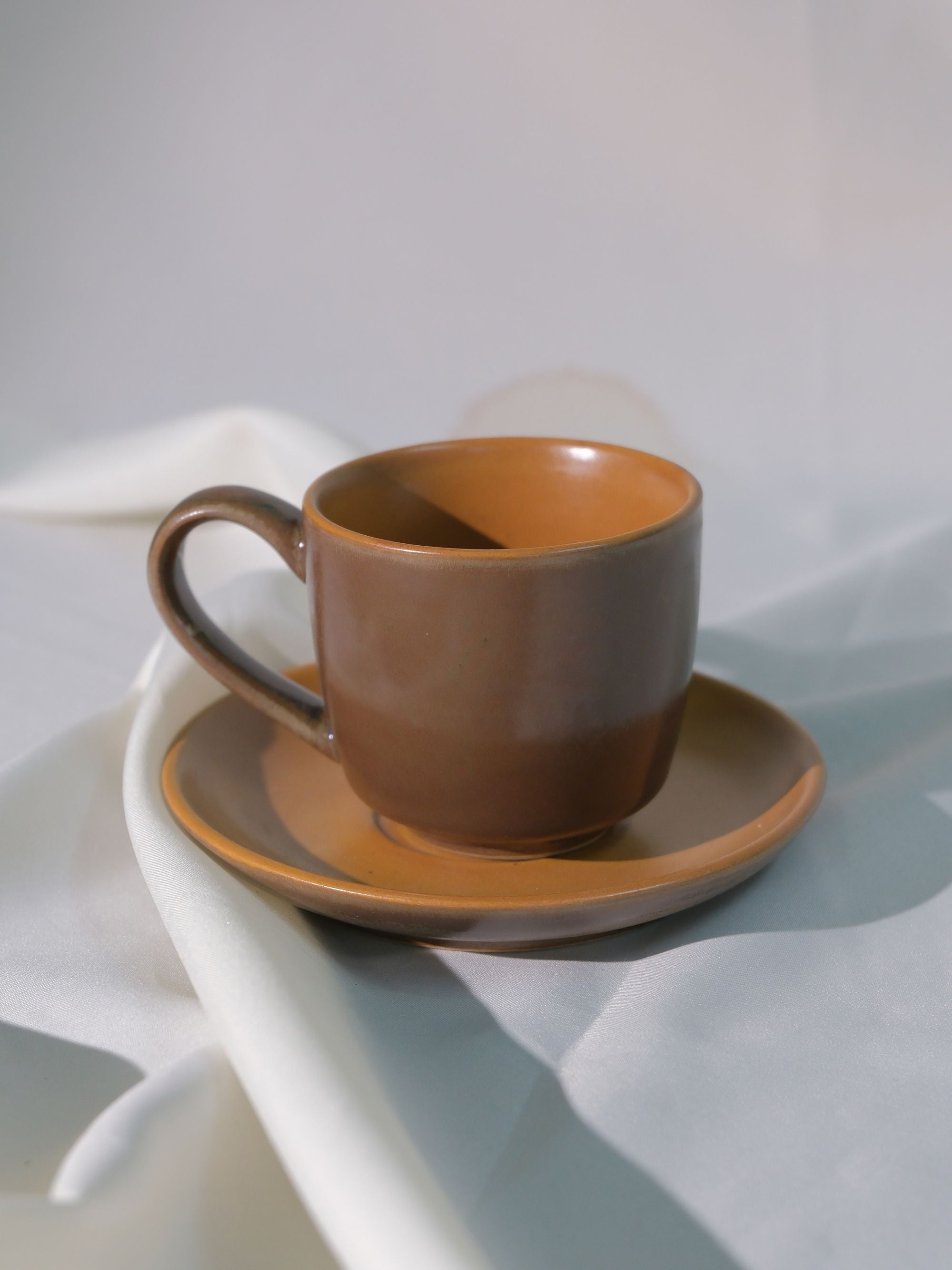 Handmade Ceramic Espresso Cup Set – Set of 3 | Stoneware Espresso Cups & Trays