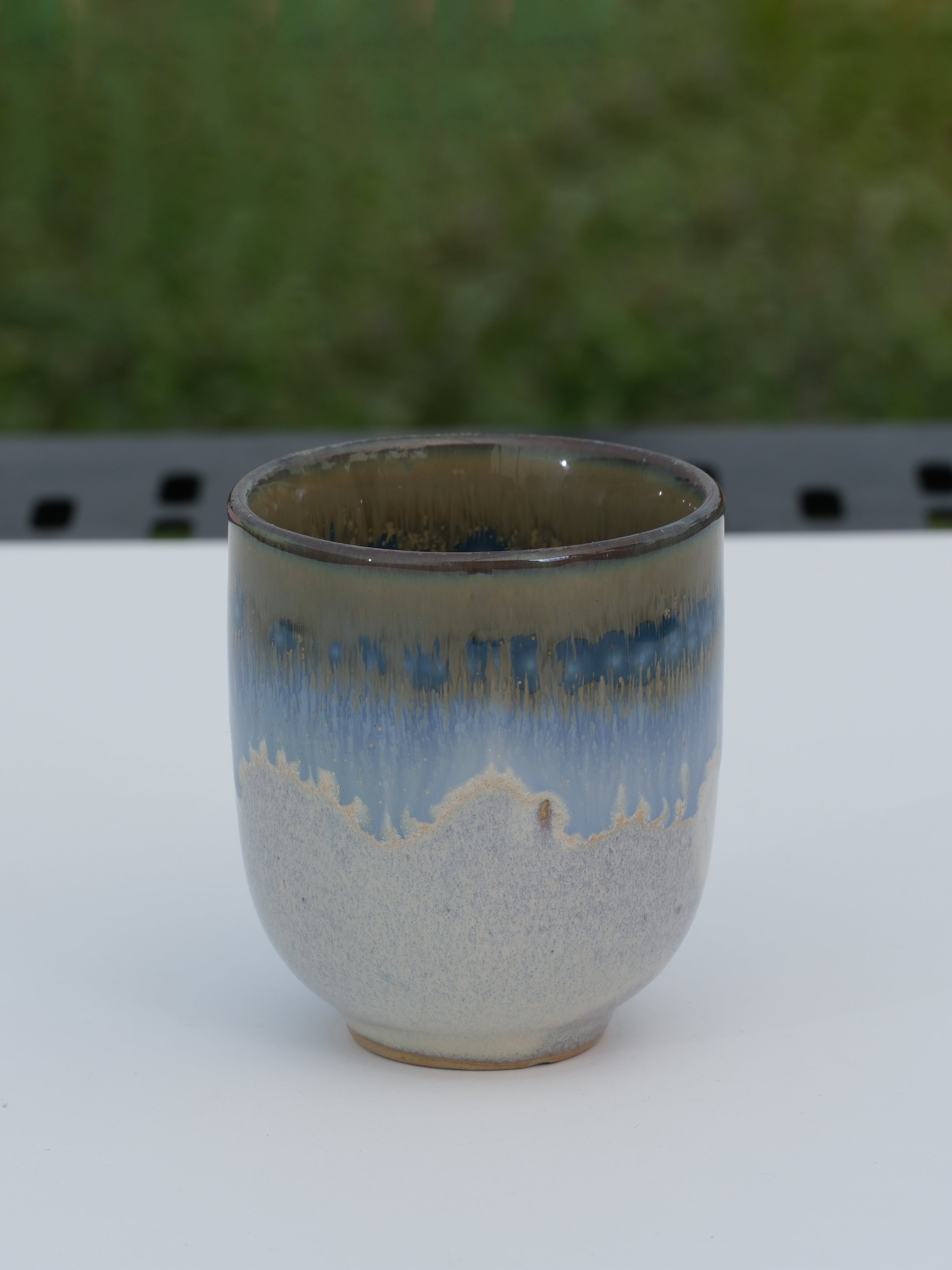 Handmade Ceramic Coffee Cup – Rounded Mug with Natural Drip Glaze