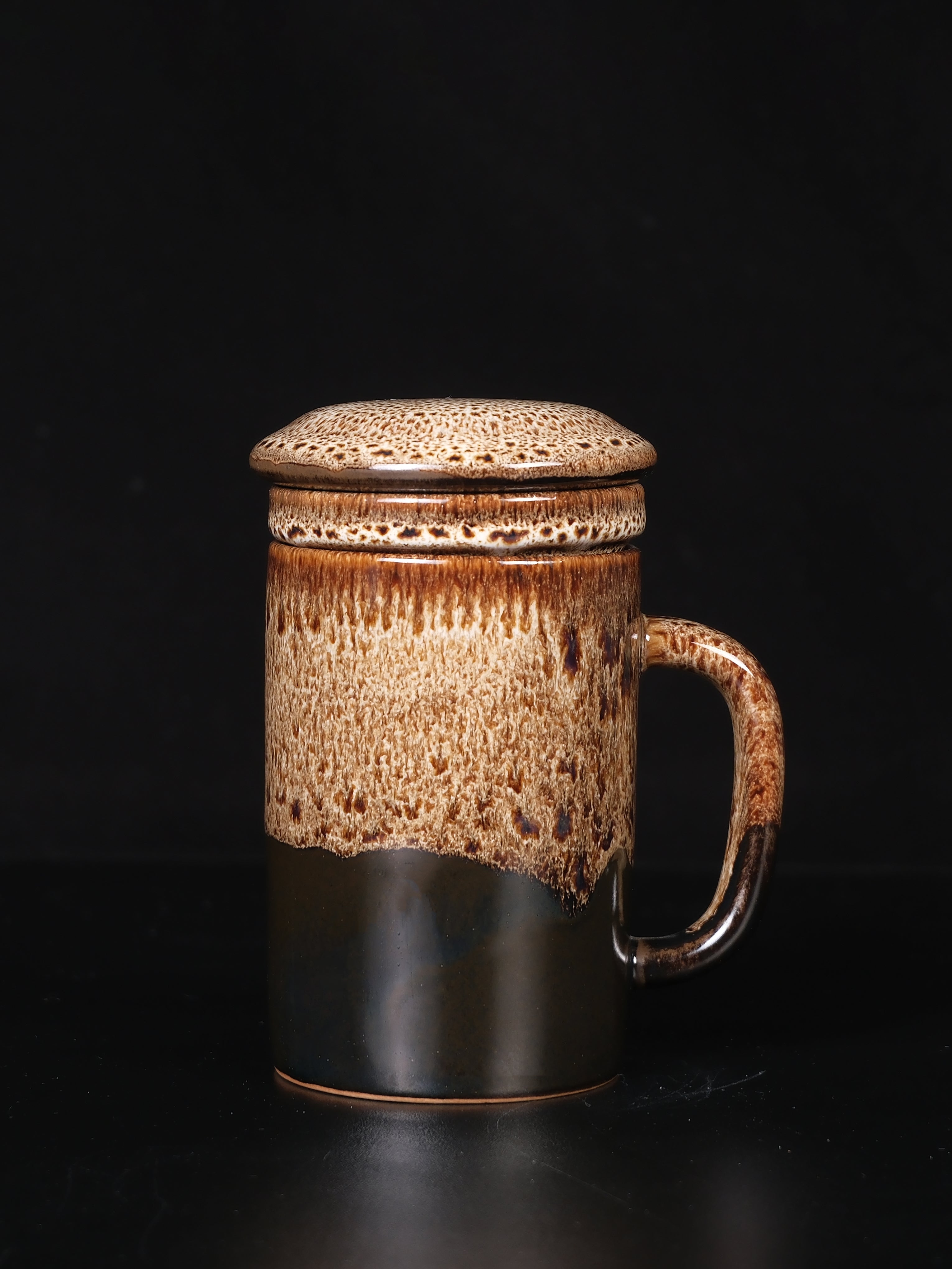 Handmade Tea Mug with Infuser & Lid – 11 oz Ceramic Tea Cup Set