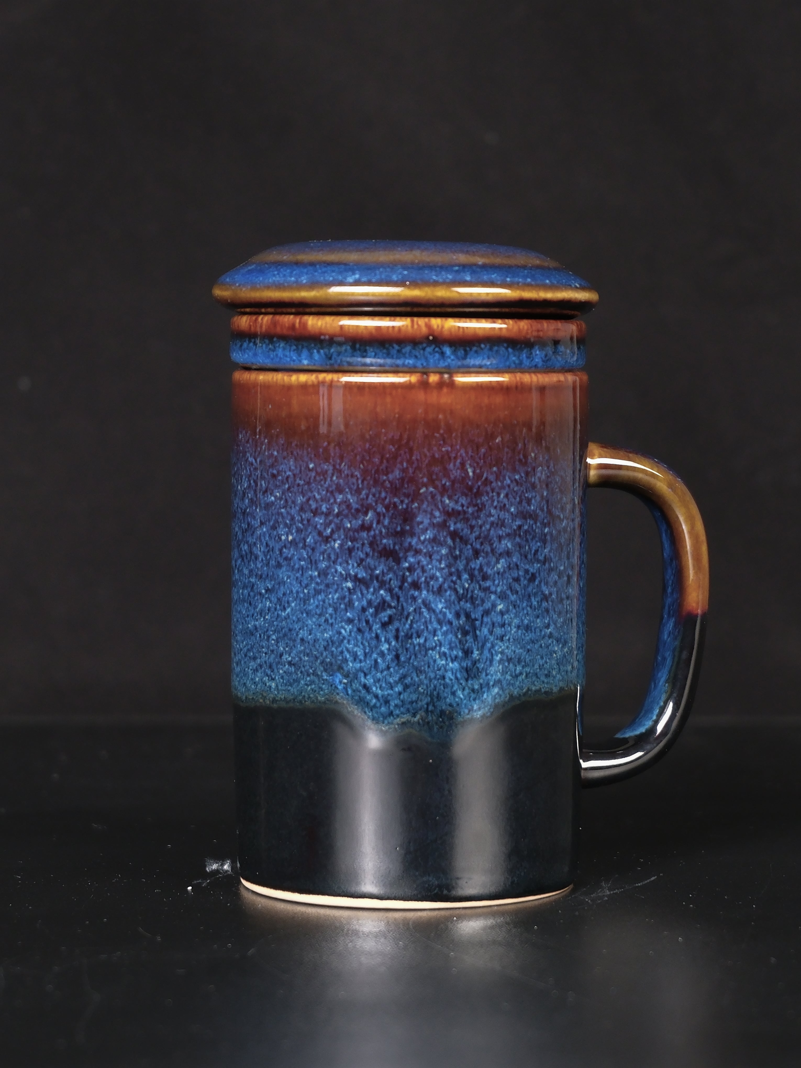Handmade Tea Mug with Infuser & Lid – 11 oz Ceramic Tea Cup Set