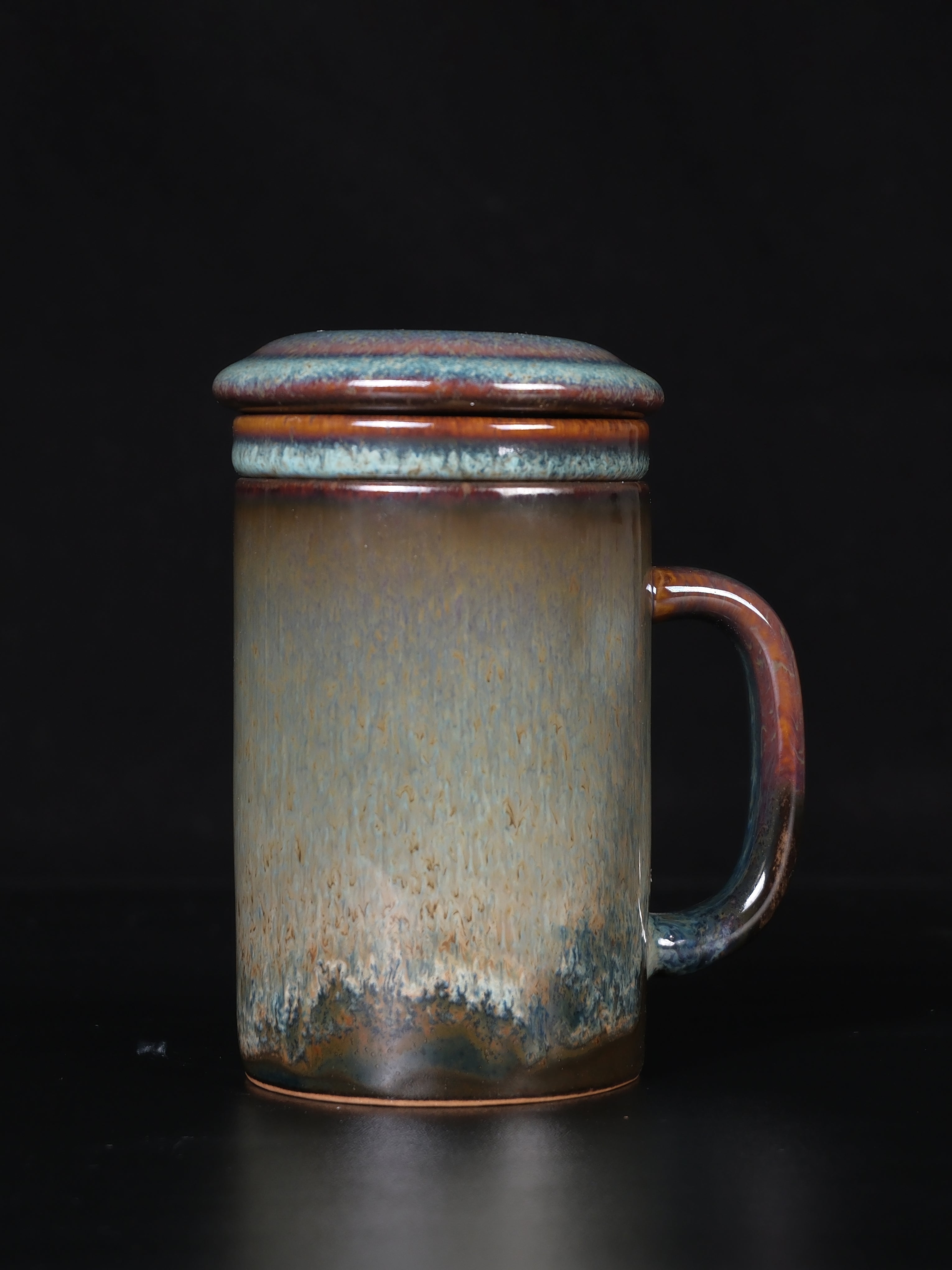 Handmade Tea Mug with Infuser & Lid – 11 oz Ceramic Tea Cup Set