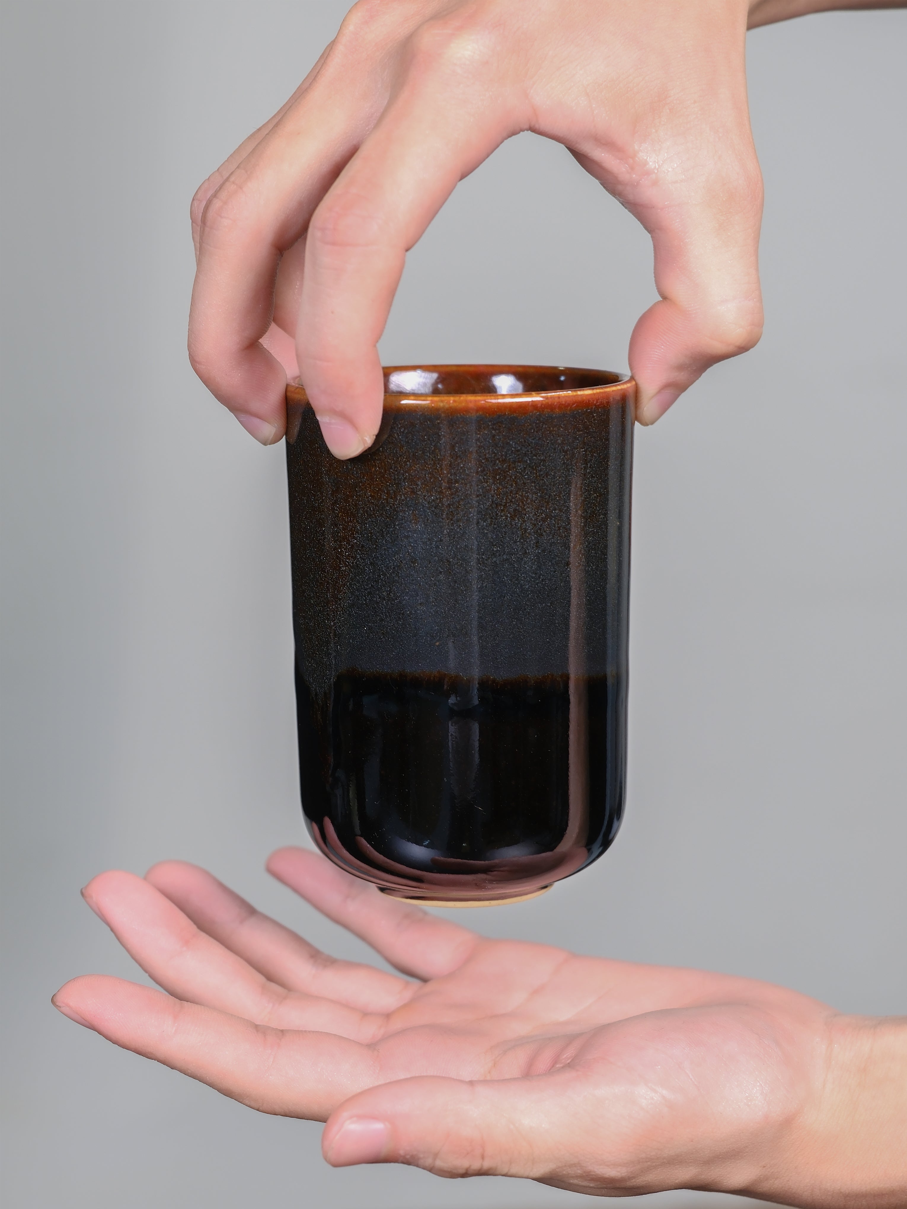 Handmade Ceramic Cup 10 oz – Handleless Coffee Mug (Japandi Style)