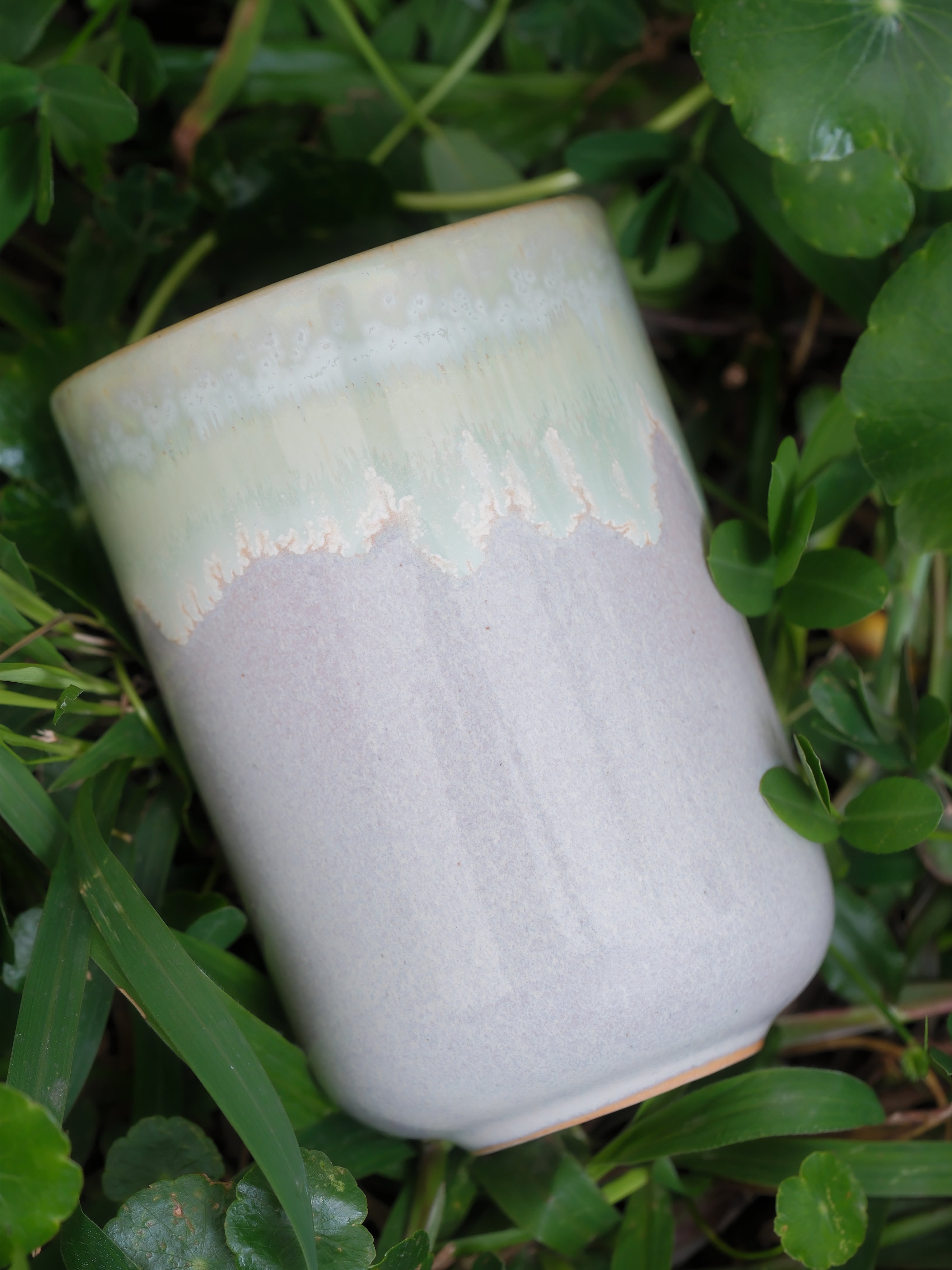 Handmade Ceramic Cup 10 oz – Handleless Coffee Mug (Japandi Style)