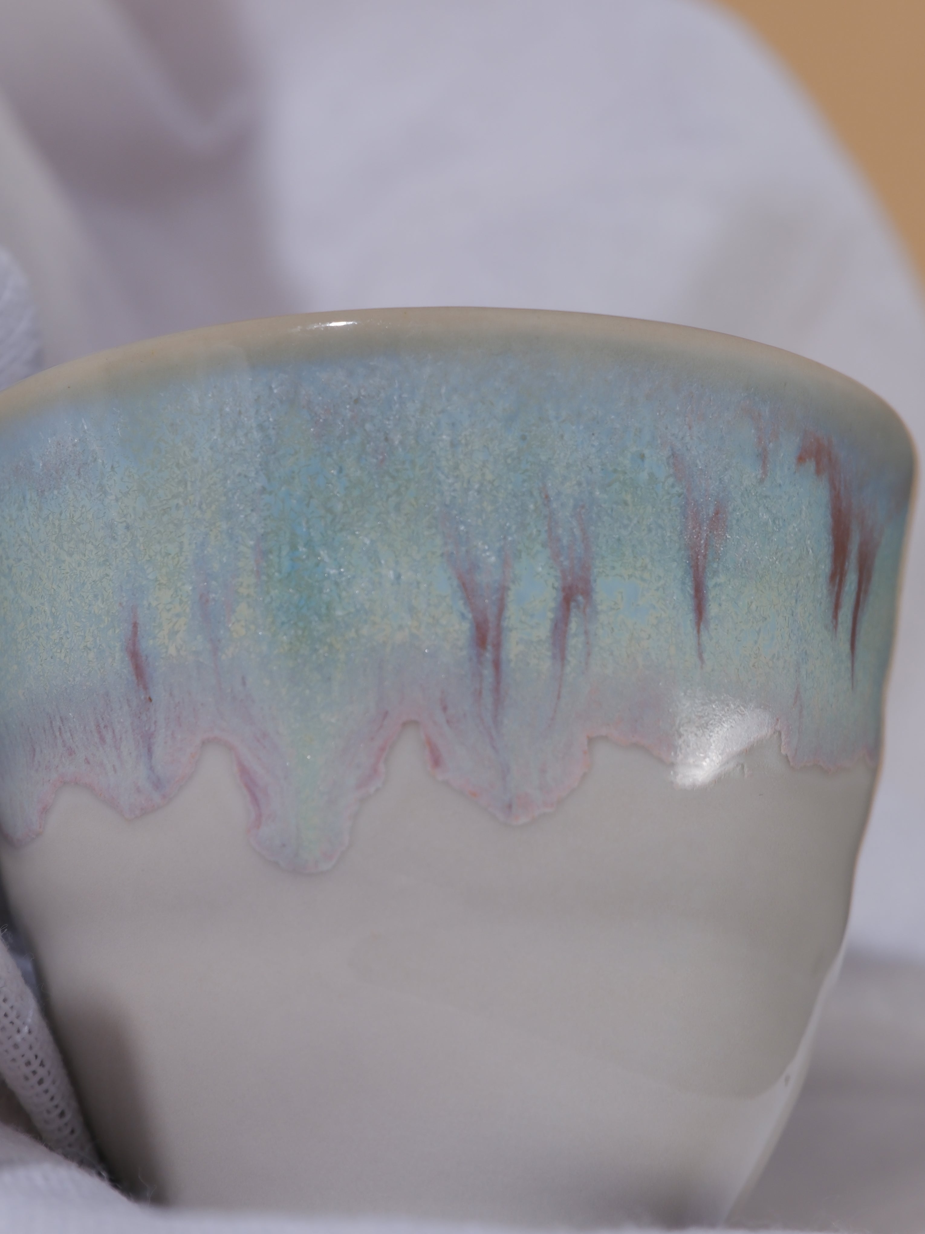 Handmade Ceramic Cup 6 oz – Textured Handleless Coffee Cup