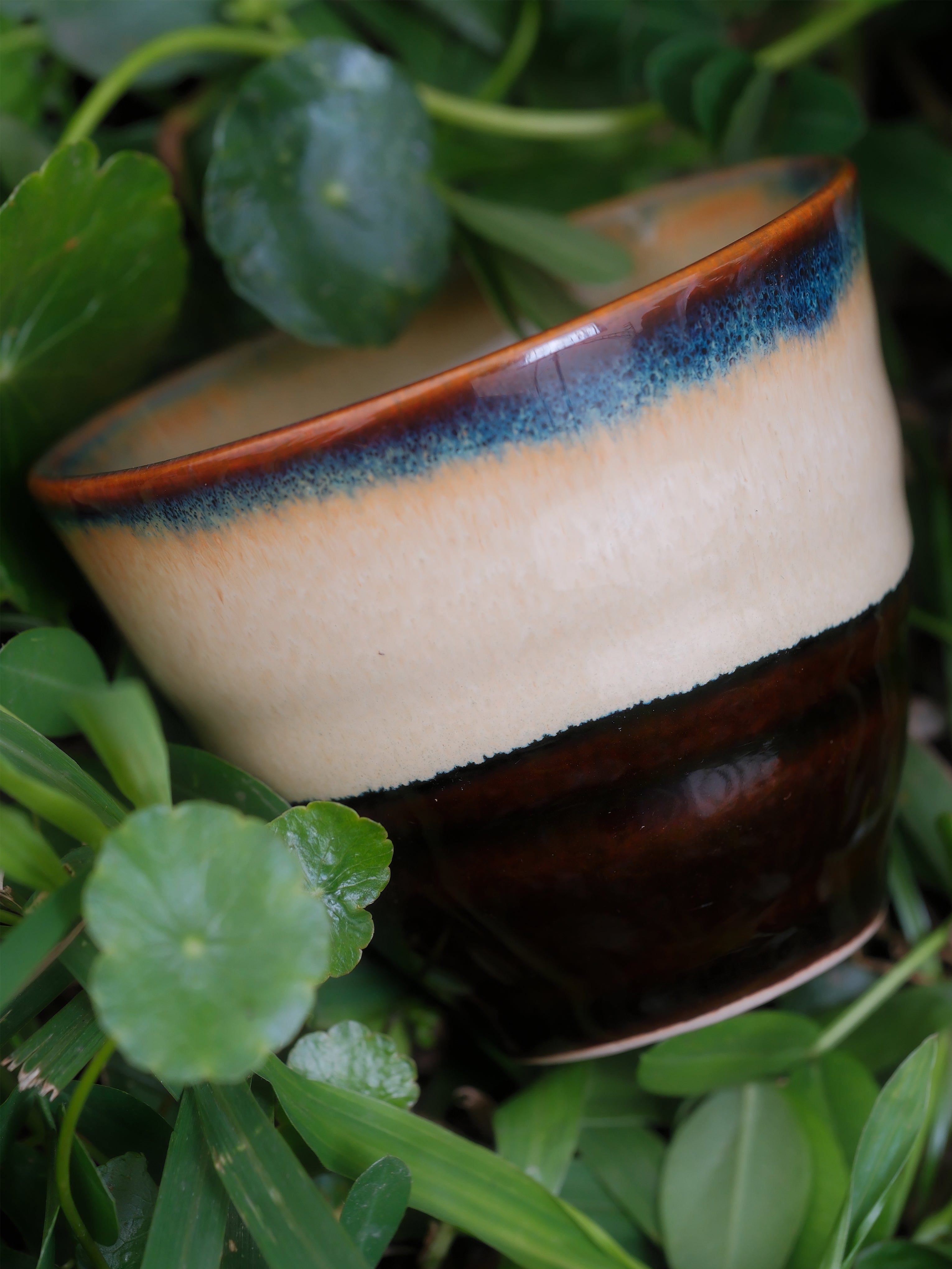 Handmade Ceramic Cup 6 oz – Textured Handleless Coffee Cup