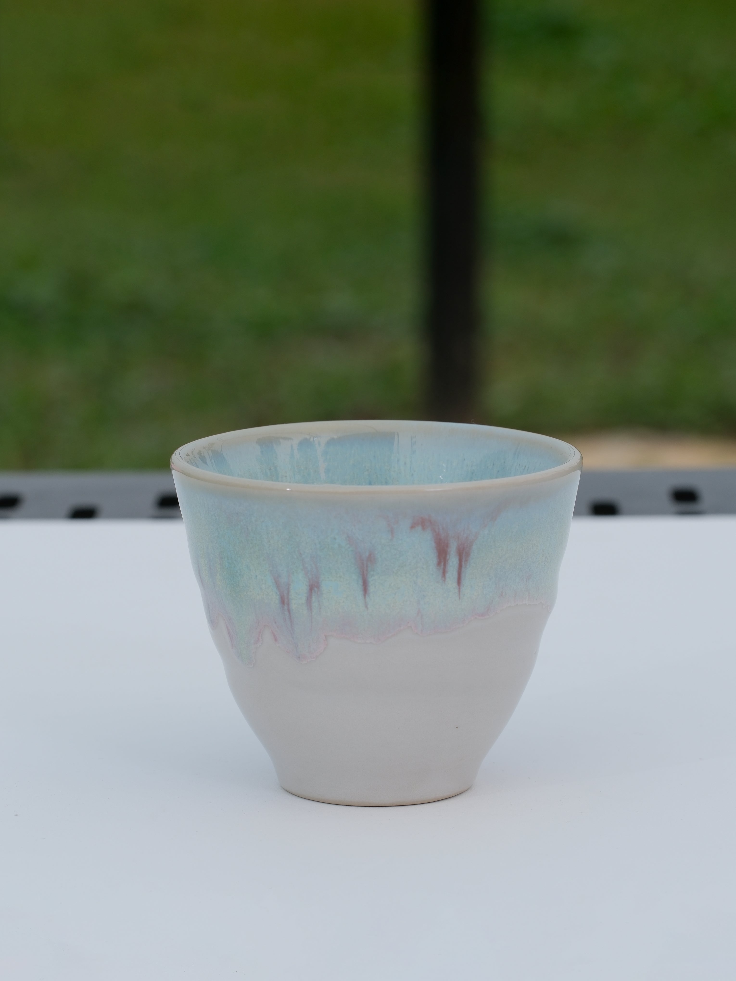 Handmade Ceramic Cup 6 oz – Textured Handleless Coffee Cup