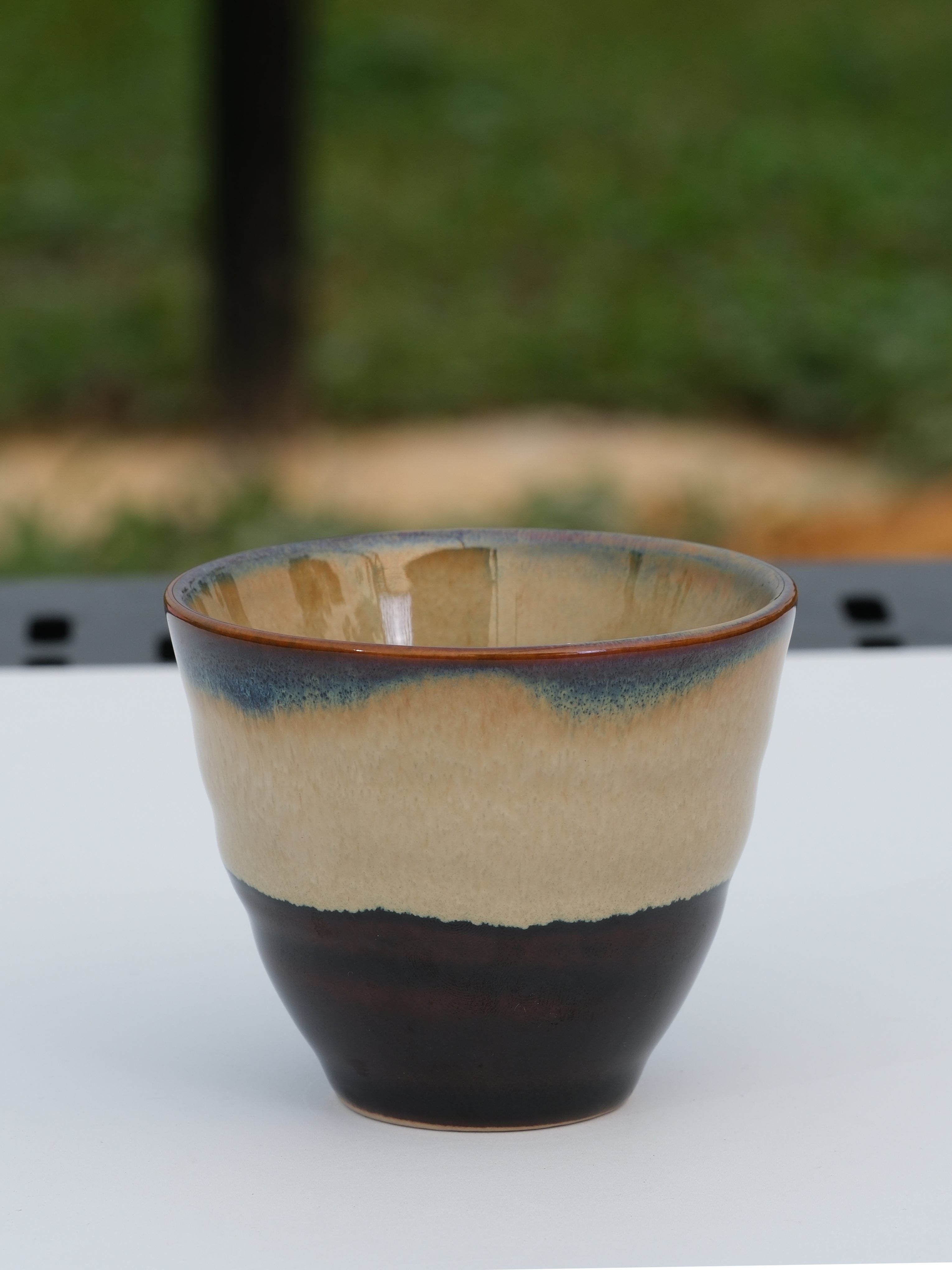 Handmade Ceramic Cup 6 oz – Textured Handleless Coffee Cup