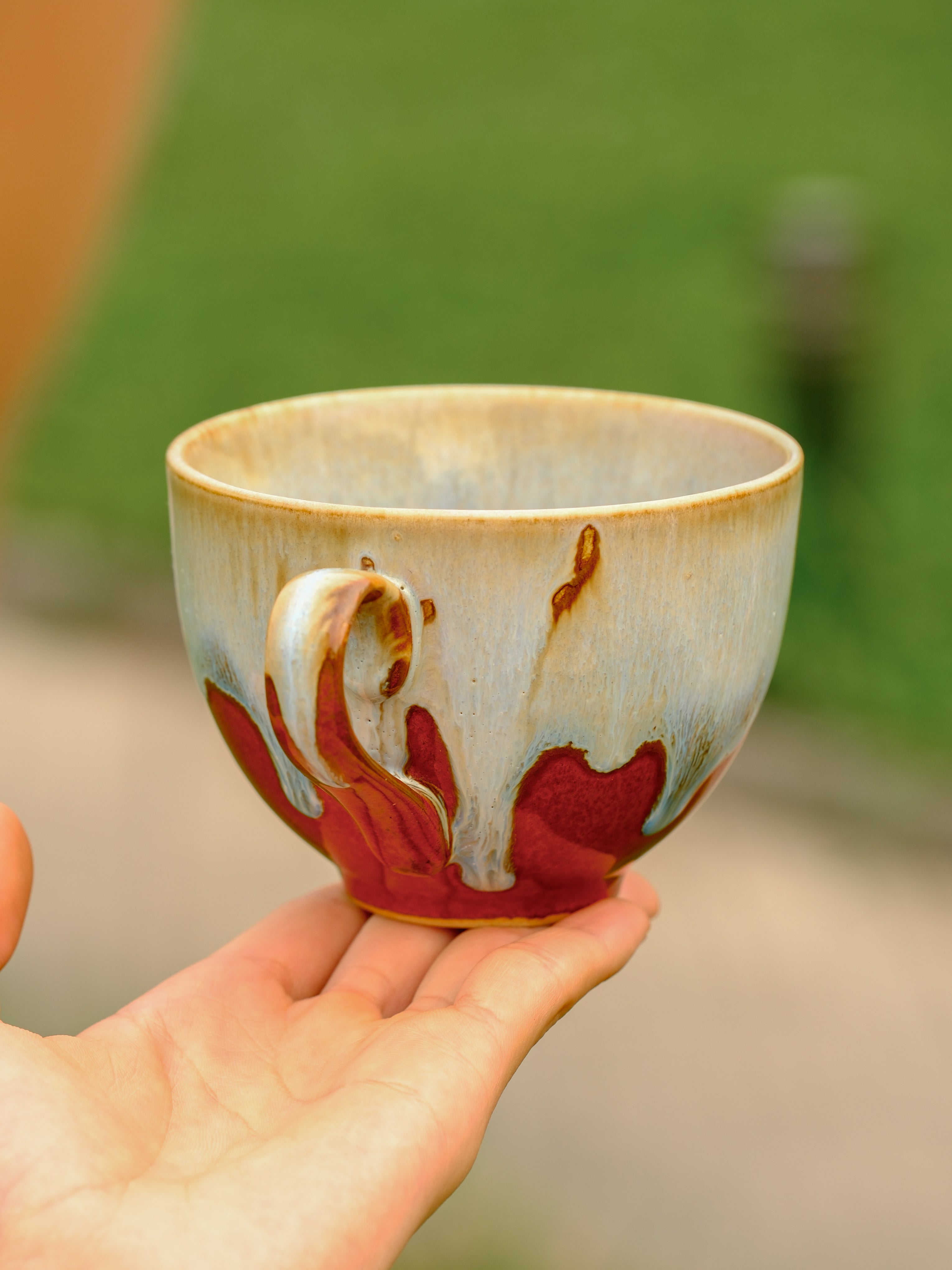 Handmade Latte Cup – Ceramic Cappuccino Mug, Wide Rim Coffee Cup