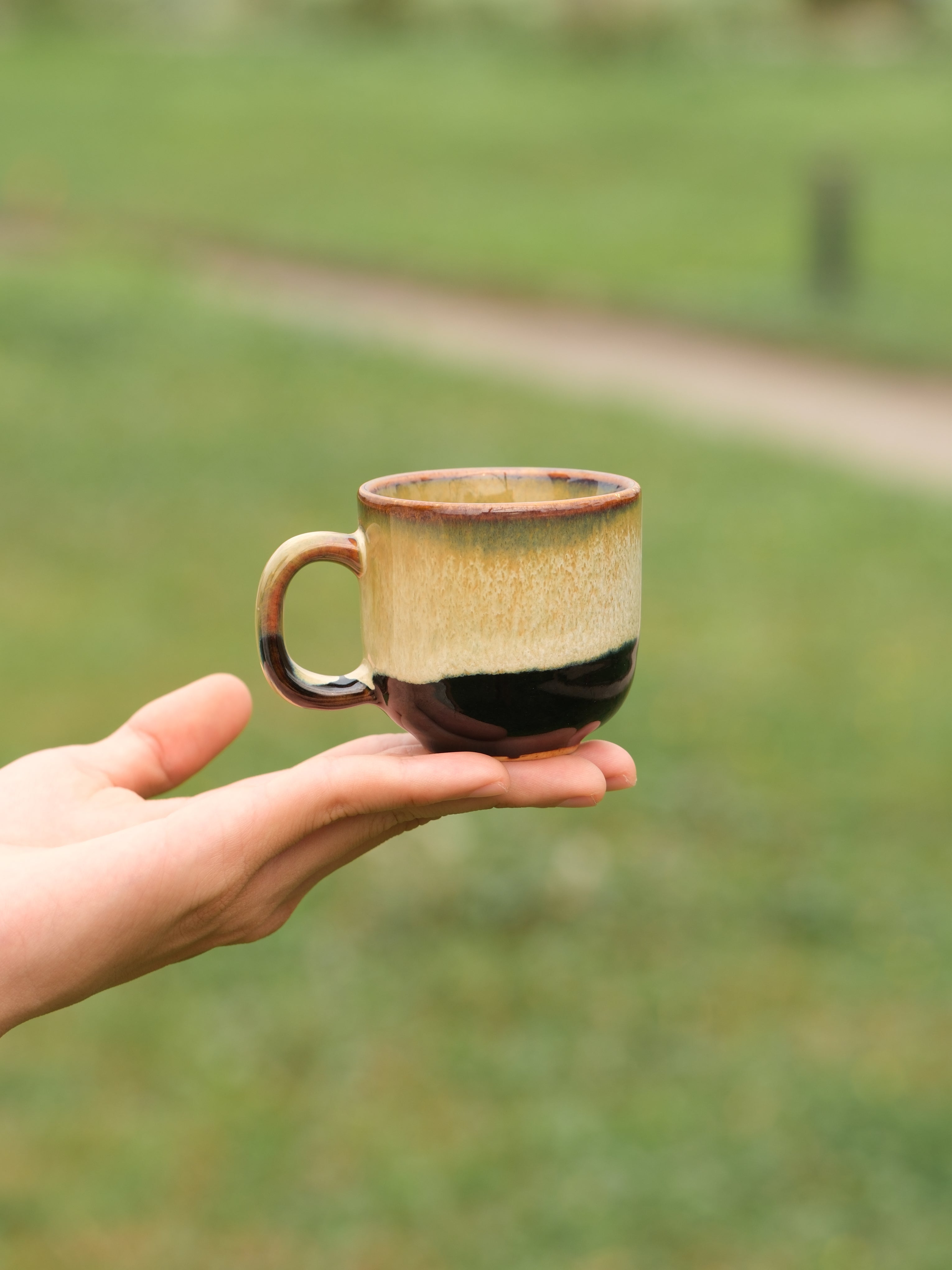 Handmade Ceramic Espresso Cup 3 oz – Demitasse Coffee Cup with Handle