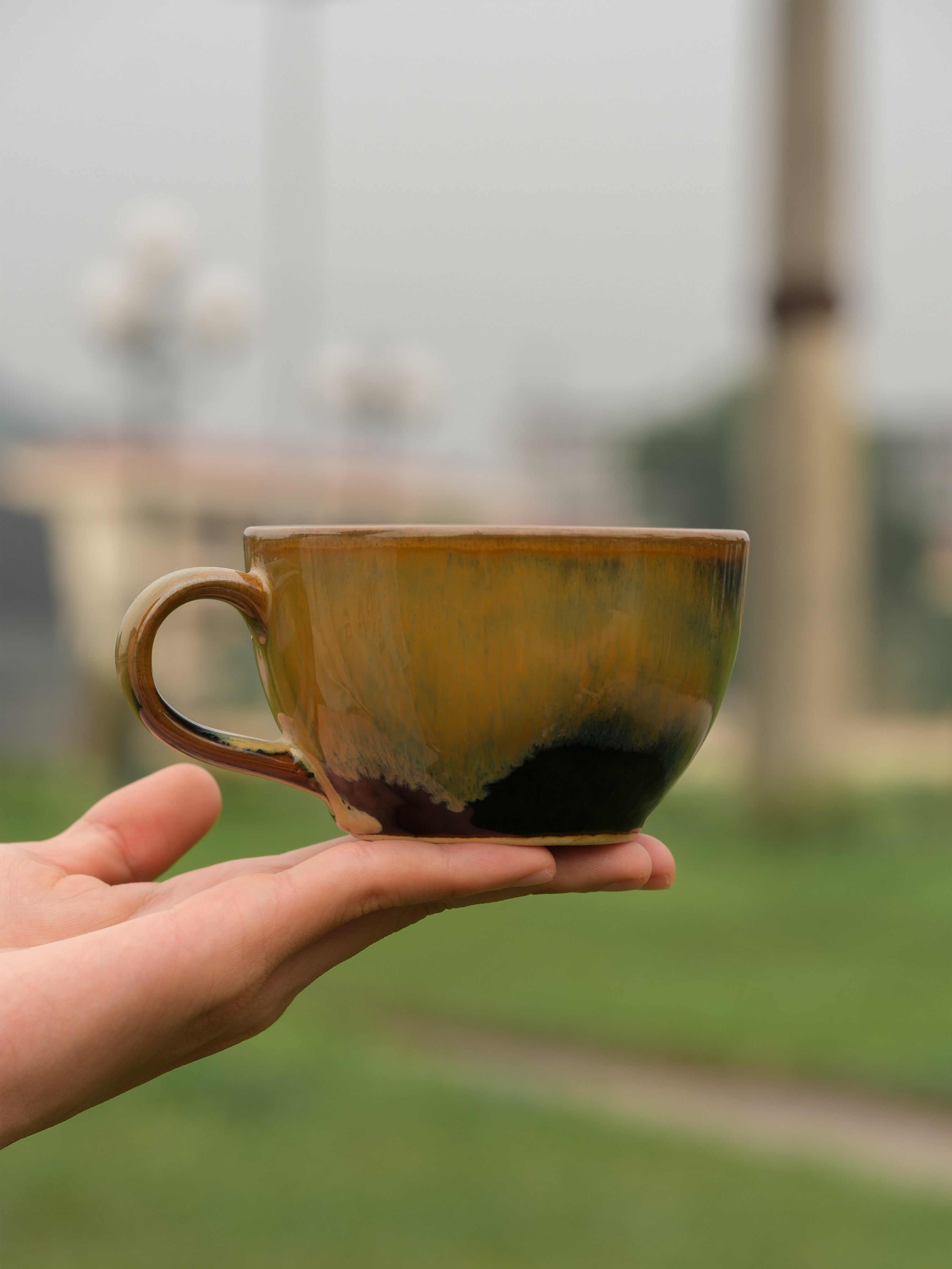 Handmade Coffee Mug 8 oz – Wide Rim Cappuccino Cup